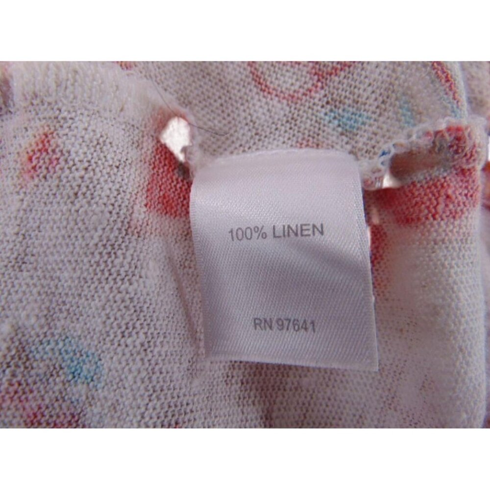 J Jill Love Linen Floral Knit Tank Top M White Orange Pink Twist Banded Hem - Picture 14 of 14